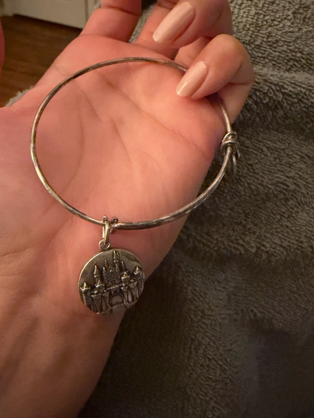 Alex and Ani Silver-tone Disney Castle Charm Bangle Bracelet